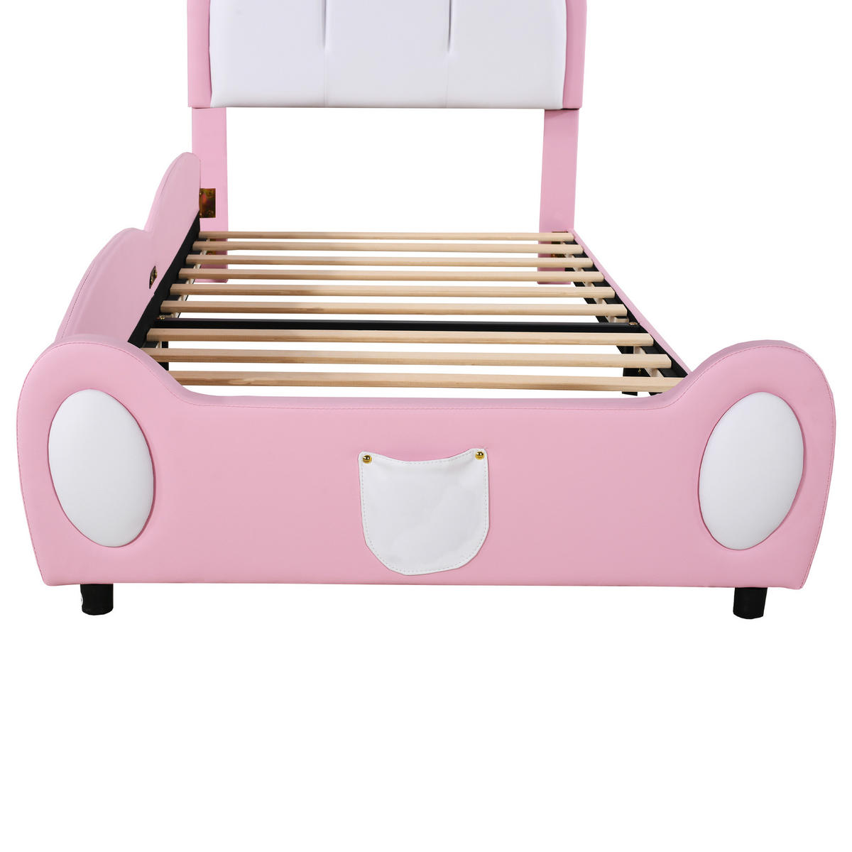 POLSTERBETT 90/200 cm Rosa mit Kronenleiste und kindlichem Design aus Kunstleder - Rosa, Textil (90/200cm) - OKWISH