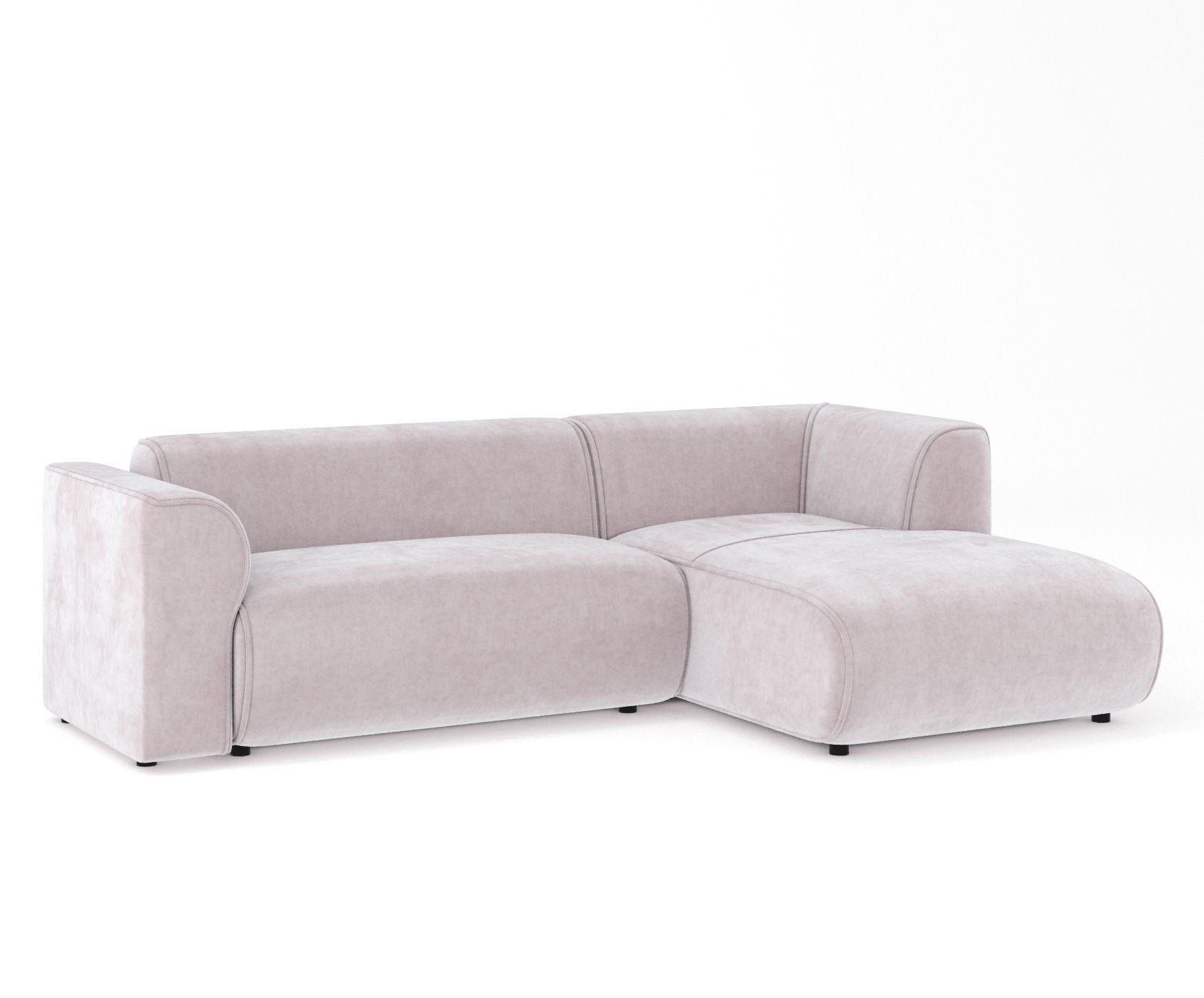 ECKSOFA Melani Lila Samtstoff - Rechts Seite - Flieder/Schwarz, Holz/Holzwerkstoff (162/256cm) - Maison de Reve