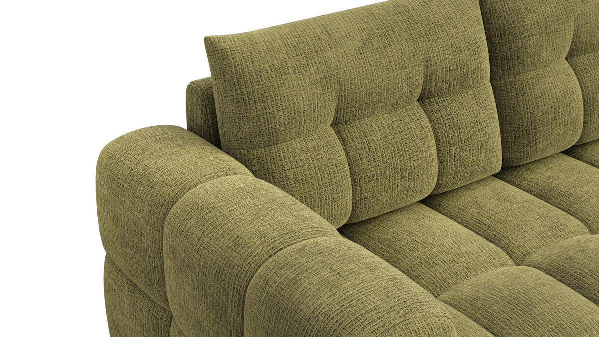 ECKSOFA CLOUDI 4-Sitzer rechts, olivgrün - Schwarz/Olivgrün, Holz/Textil (294/160cm) - Courtois Laville