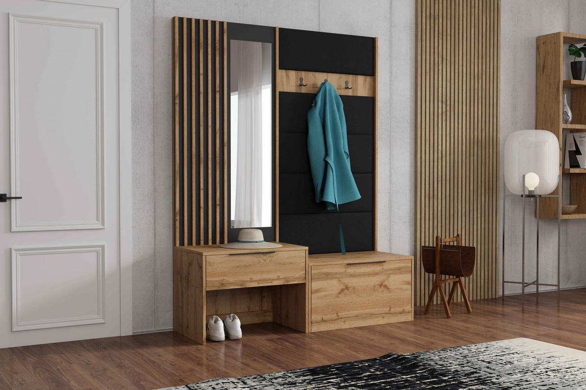 GARDEROBENSCHRANK ZENO 148/190/40 cm Modern Garderobe-Set Eichefarben - Eichefarben, Holzwerkstoff (148/190/40cm) - MASSENO