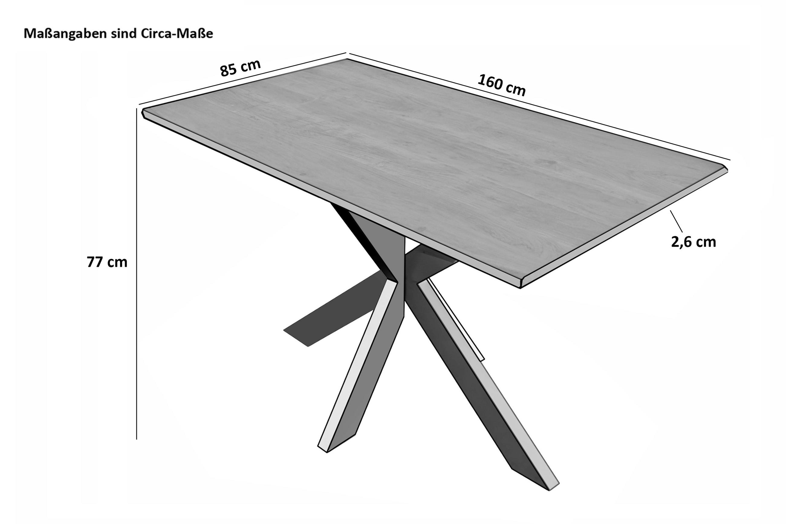 ESSTISCH FELINA - Beige/Silberfarben, Holz/Metall (85/160/77cm) - SAM