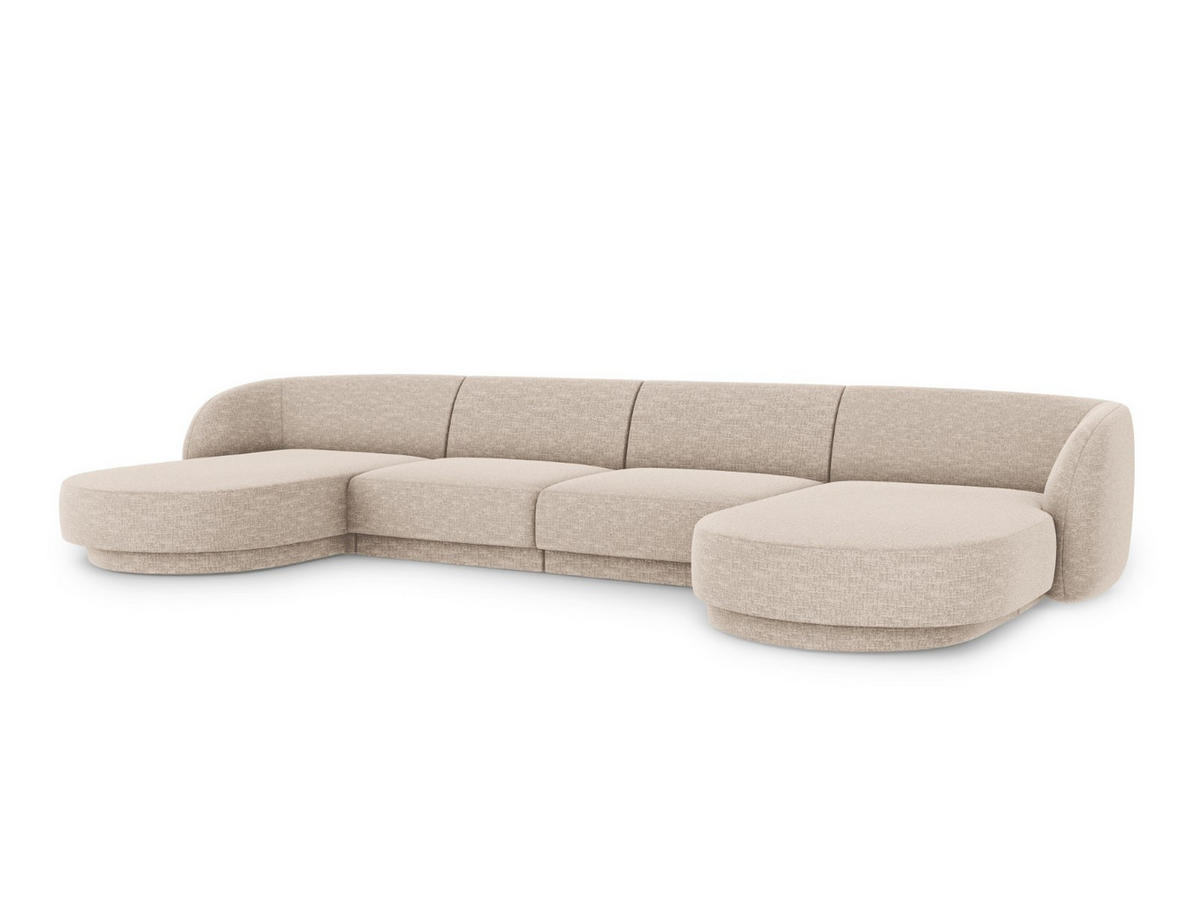 PANORAMASOFA Miley aus Chenille-Stoff beige 5 Sitzplätze - Beige, Textil (156/70/330cm) - Micadoni