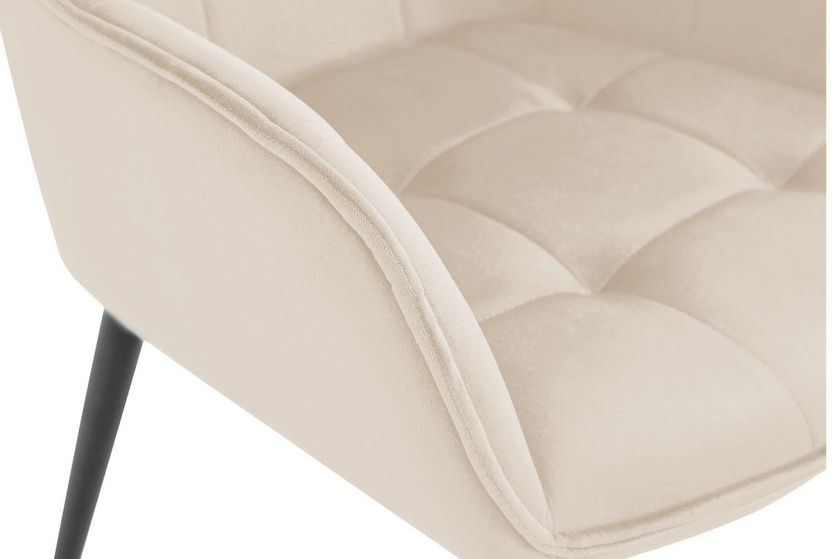 ESSZIMMERSTUHL 2er Set Samt Creme - Creme/Schwarz, Textil/Metall (58/86/62cm) - CLP