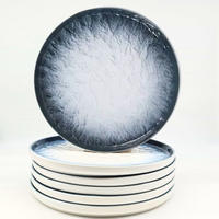 SPEISETELLER 6er-Set Keramik Blau Grau 25,5 cm - Weiß Hochglanz/Hellgrau, Keramik (25.5/2/25.5cm) - Quality Elegance