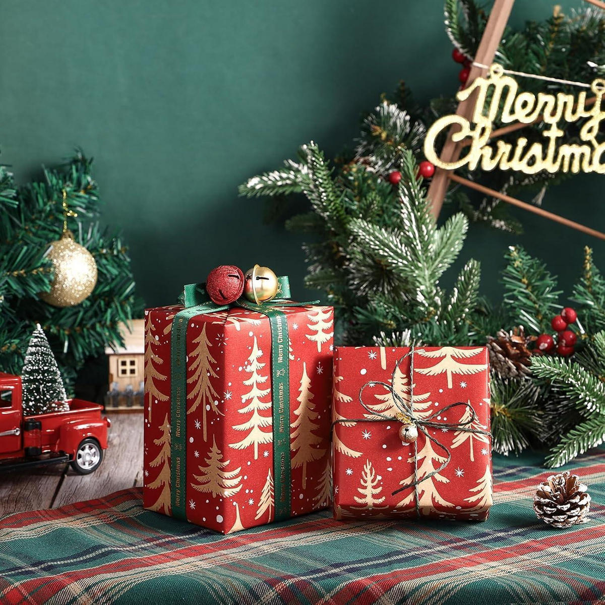 GESCHENKPAPIERROLLE Weihnachtsbaum Rot 43,2 cm x 10 m - Rot, Papier (43.2/43.2/43.2cm)