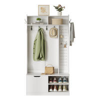 GARDEROBENSET Flurgarderobe mit Sitzbank 6 Haken Weiß 100x40x185.5cm - Weiß, Holzwerkstoff (185.4/40/100cm) - FLIEKS