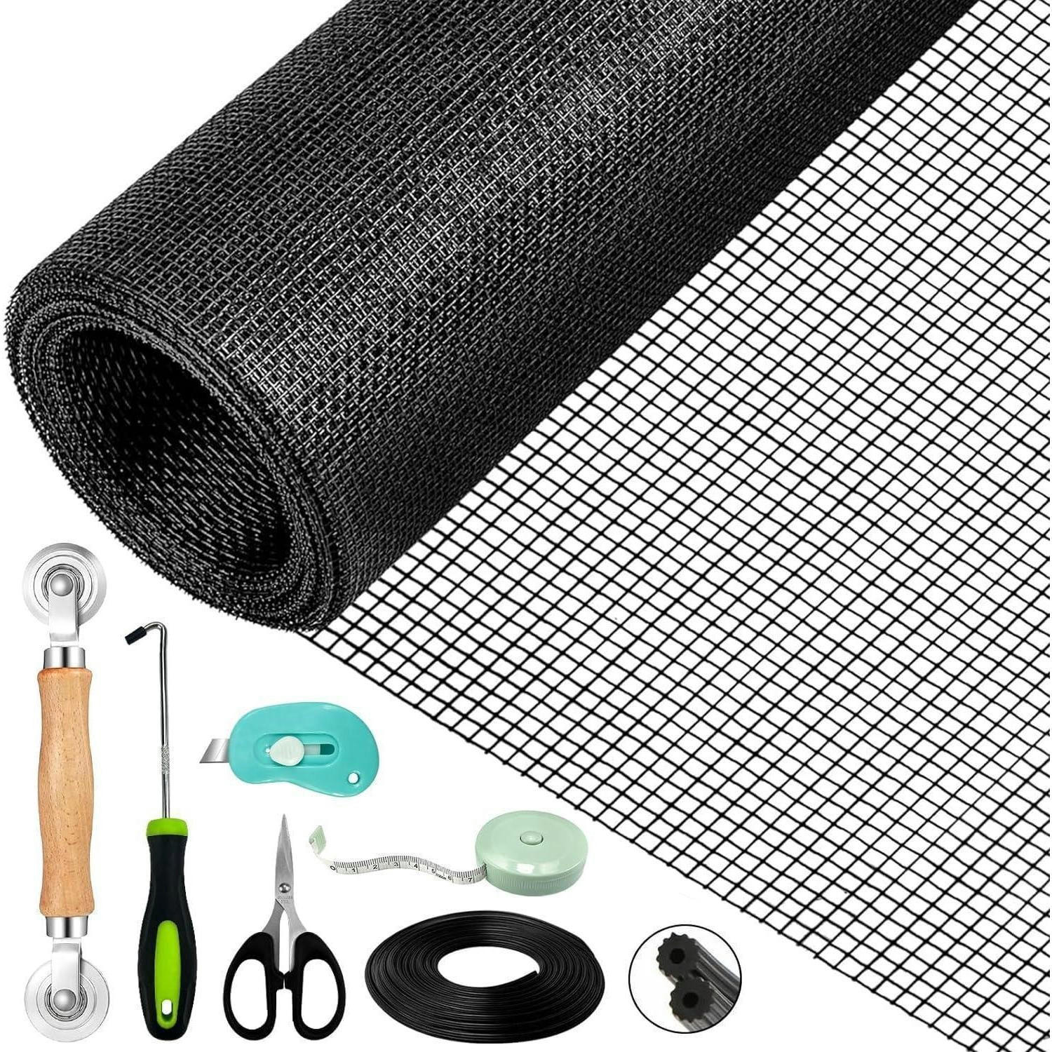 FLIEGENGITTER Reparatur Set 300 x 120 cm Schwarz - Schwarz, Kunststoff (22/4/30cm)