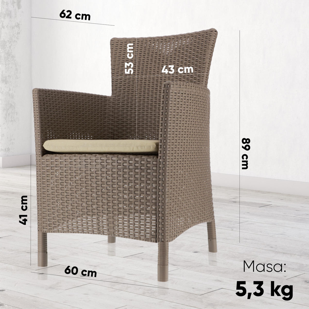 GARTENMÖBEL-SET 2 Stühle + Tisch, beige - Beige, Kunststoff (60/62cm) - KADAX