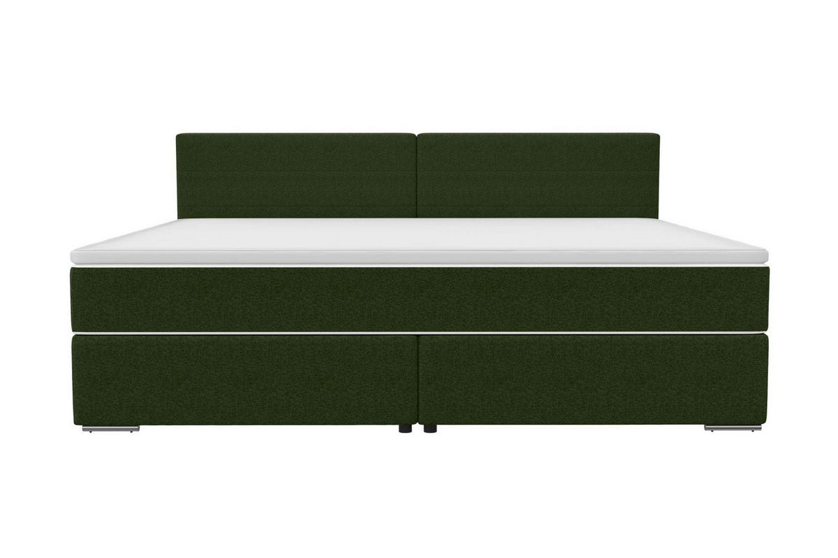 FAMILIENBETT BOXSPRINGBETT Webstoff Dunkelgrün 240/200 cm - Chromfarben/Dunkelgrün, Kunststoff/Textil (240/200cm) - 99rooms