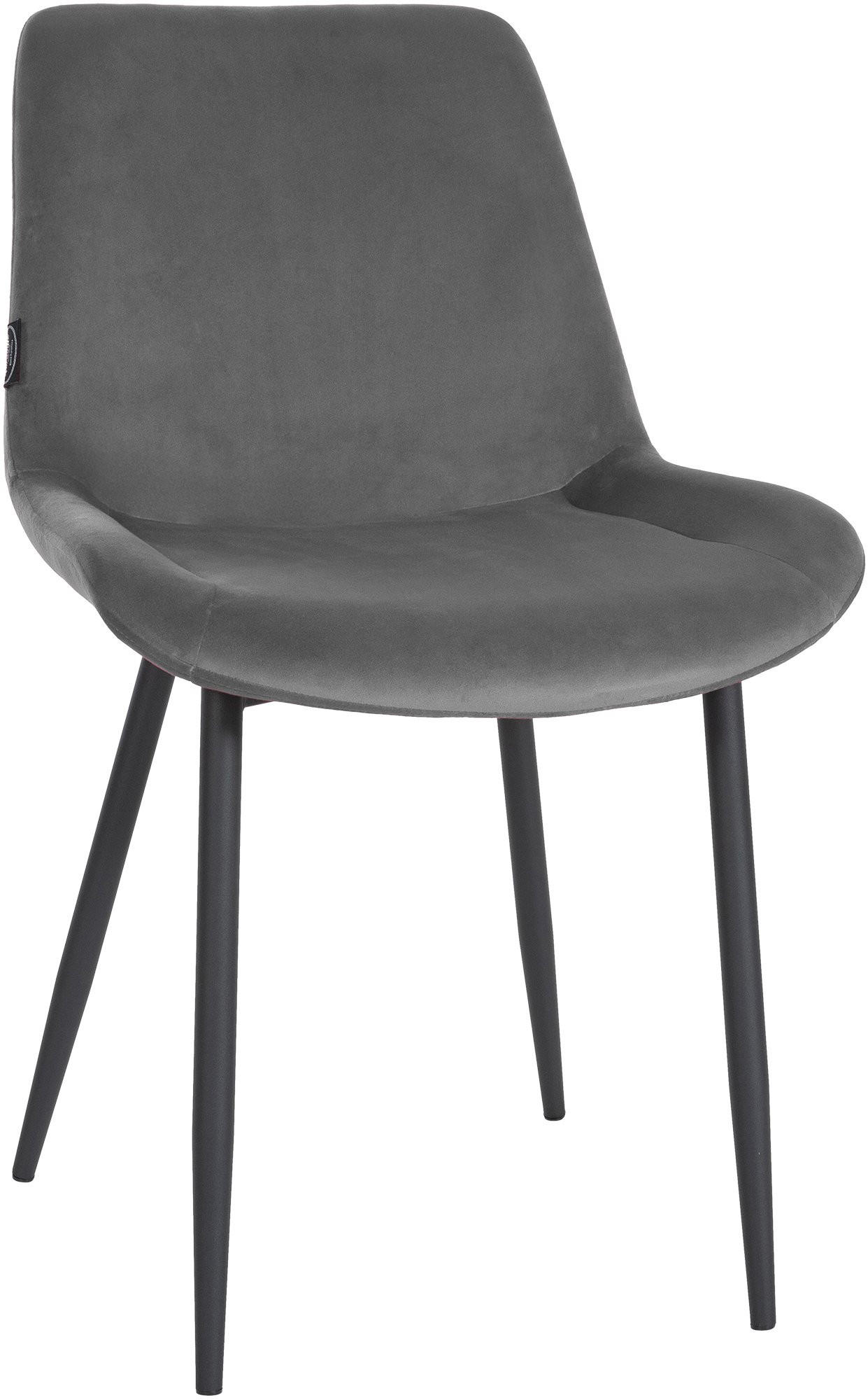STUHL Samt Grau - Schwarz/Grau, Textil/Metall (51/80/60cm) - CLP