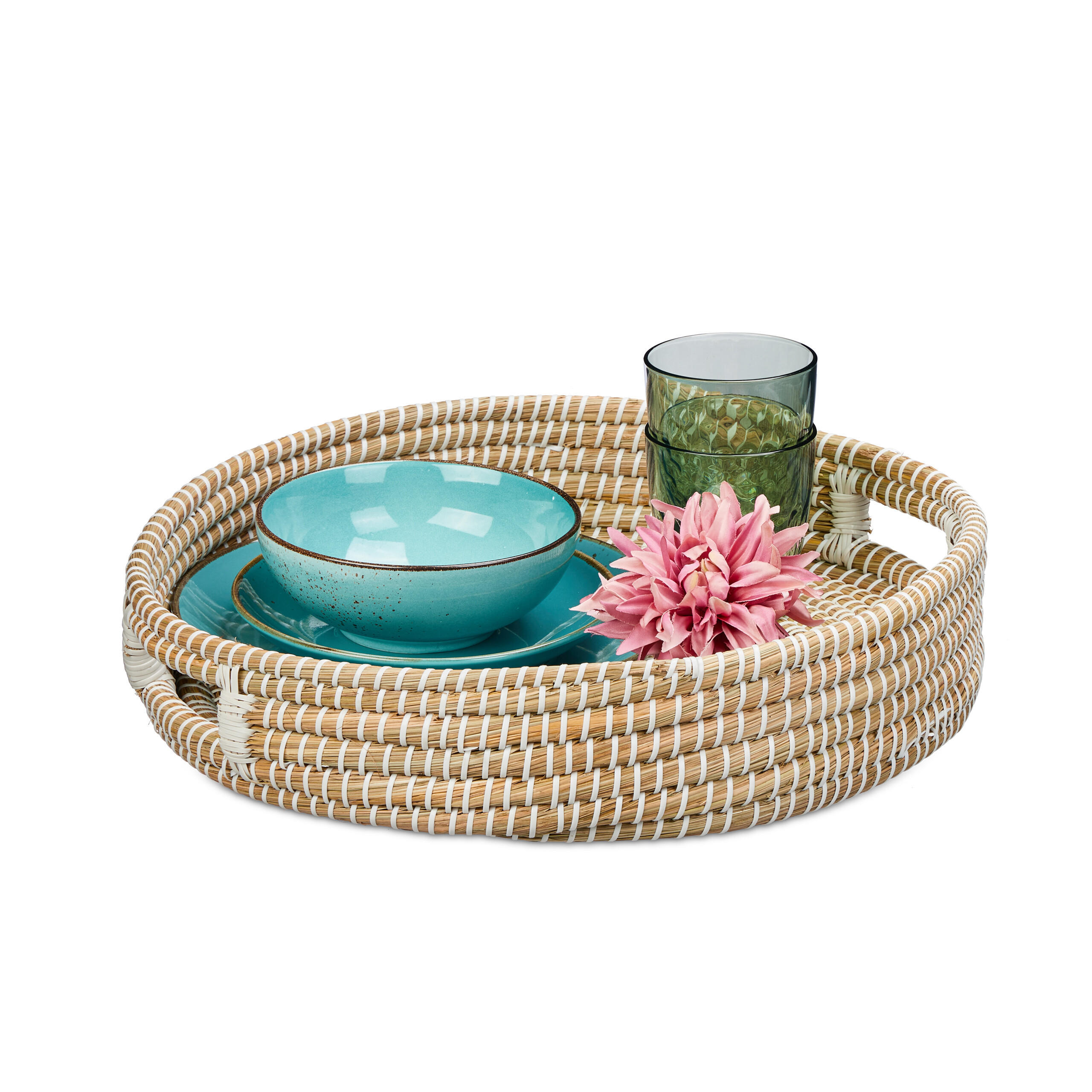 SERVIERTABLETT - Hellbraun, Kunststoff/Textil (43/10/43cm) - Relaxdays