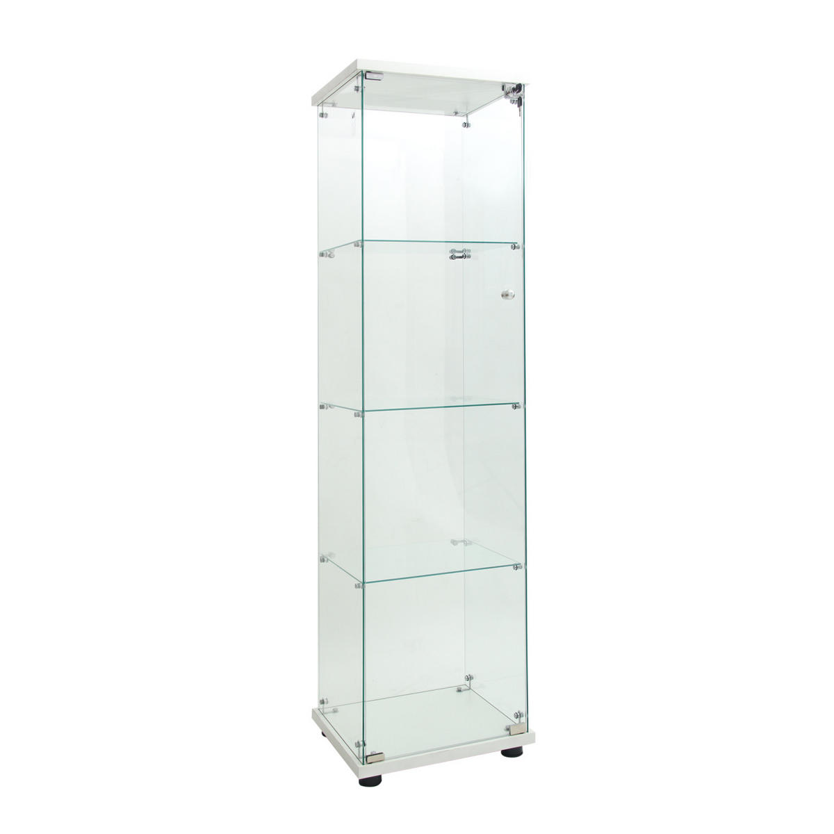 VITRINE LED-Glasvitrine Weiß Mit Tür, 4 Ebenen & Licht - Weiß, Holz (36/164/42cm)