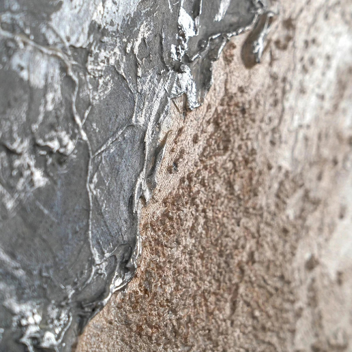 GEMÄLDE Silbener Planet nachtleuchtend 80 cm - Silberfarben, Holz (80/4cm) - YS-art gallery