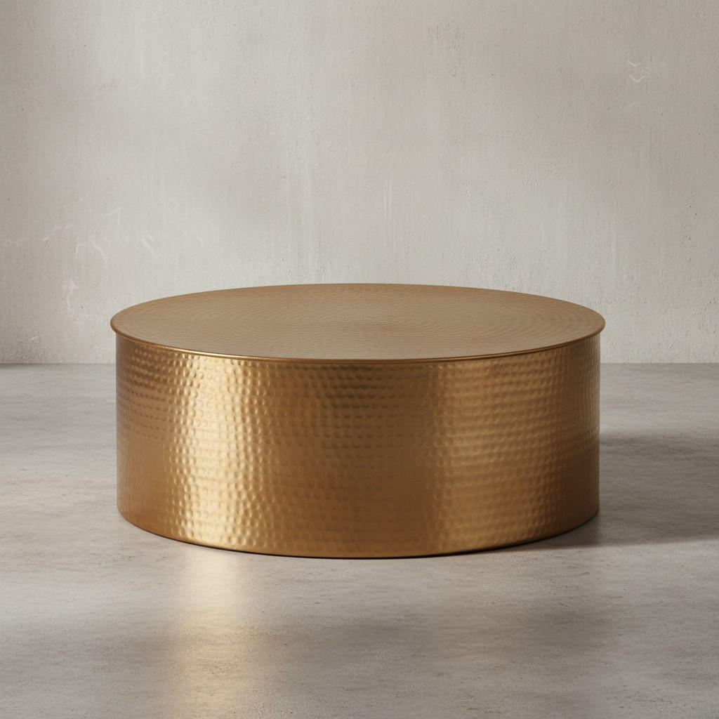 COUCHTISCH mit orientalischem Design, Hammerschlagstruktur und großzügiger Ablage aus Aluminium, Gold 75x75x31 cm - Goldfarben, Metall (75/75/31cm) - KADIMA DESIGN