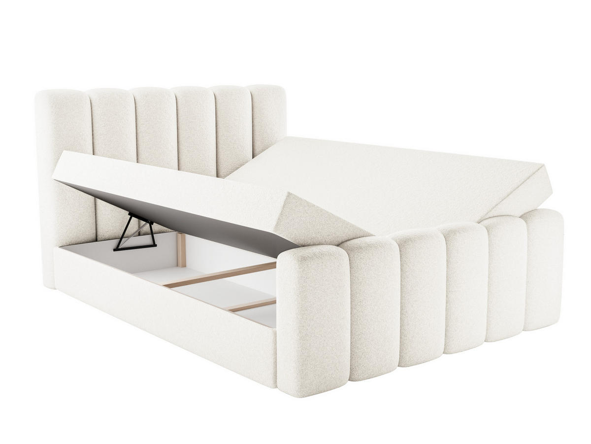 BOXBETT Nola mit Topper Weiß 160x200 - Weiß, Textil (160/200cm) - Luxkor24