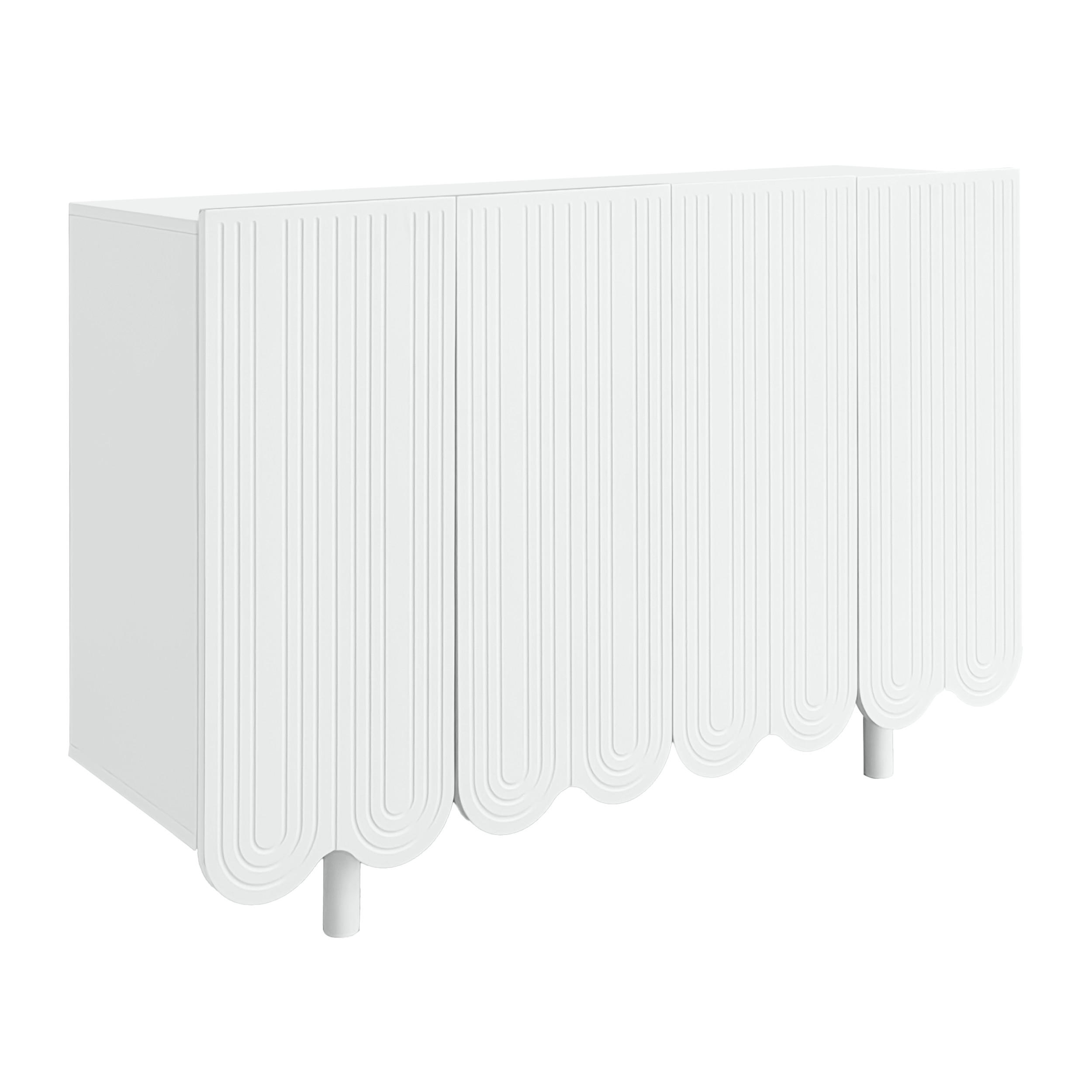 SIDEBOARD mit Metallfüßen und Rillen-Design - Weiß, Holzwerkstoff/Metall (120/80/37.5cm) - Urban Meuble