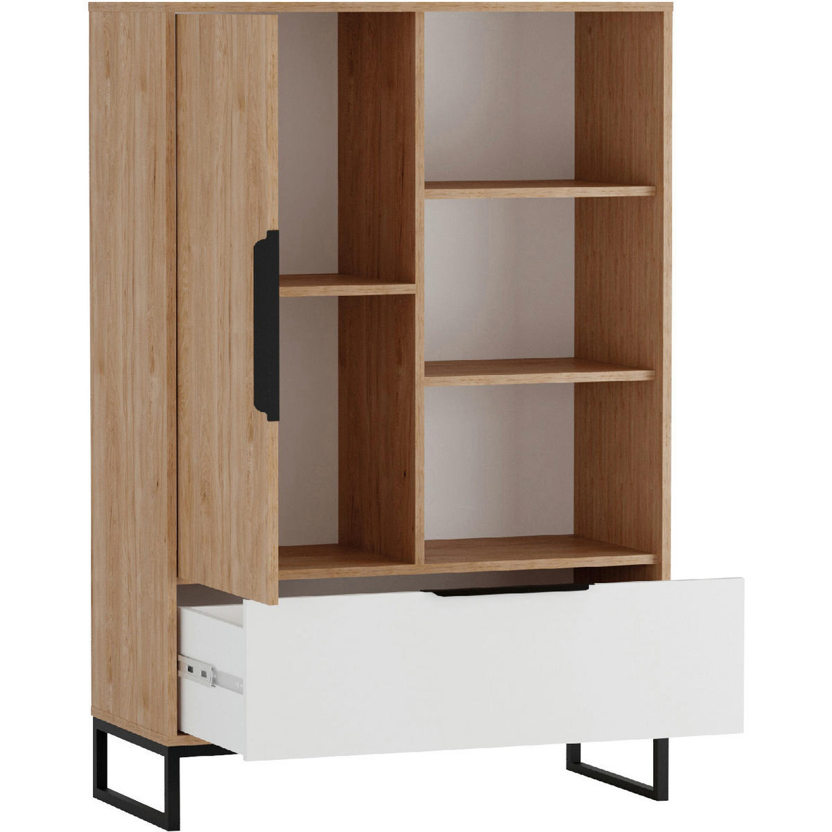 BÜCHERREGAL LANDRE 08 - Schwarz/Weiß, Holzwerkstoff (90/135/40cm)