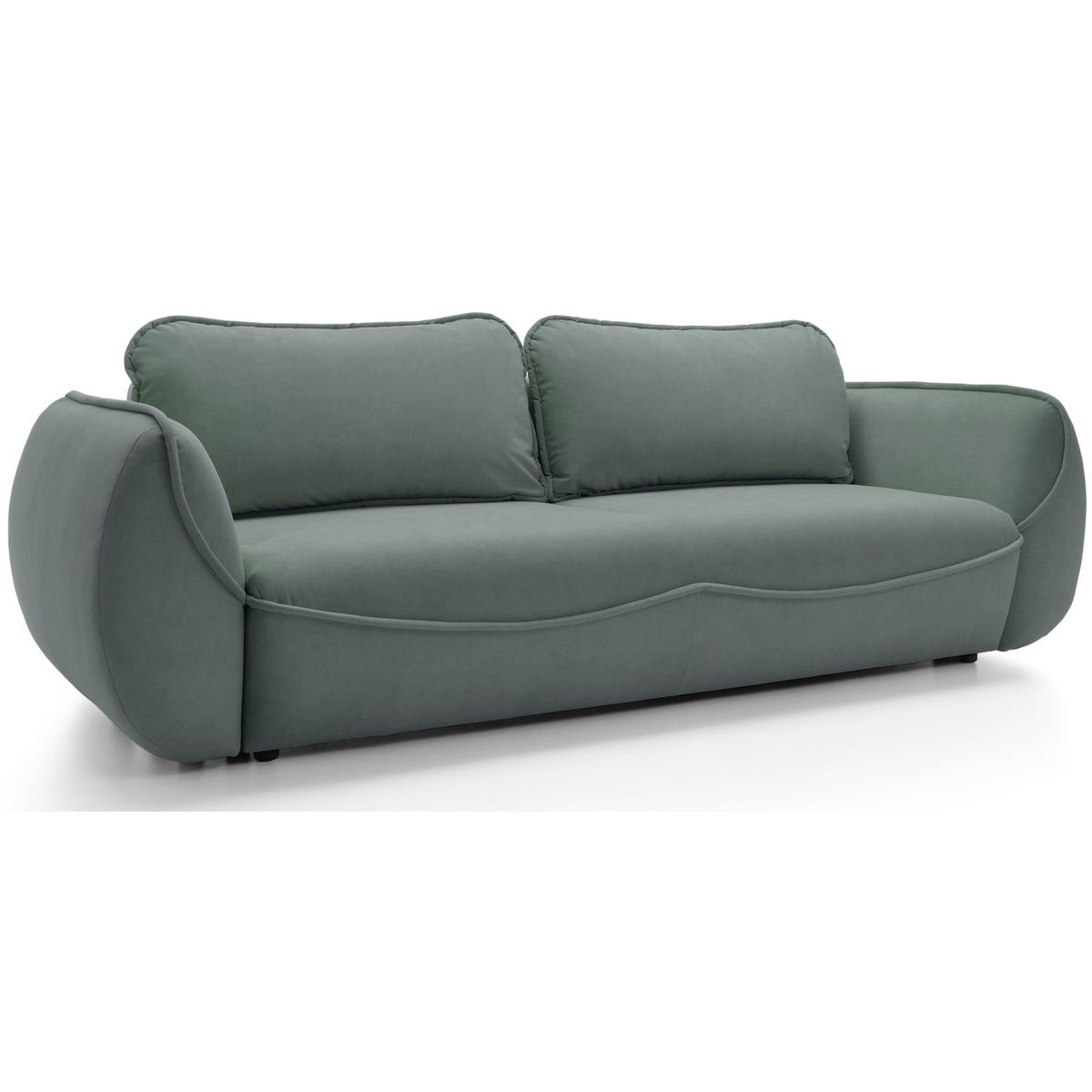 3-SITZER SOFA Cutie Salbei Easy-Clean-Velours - Schwarz/Hellgrün, Textil (257/90/114cm) - Selsey