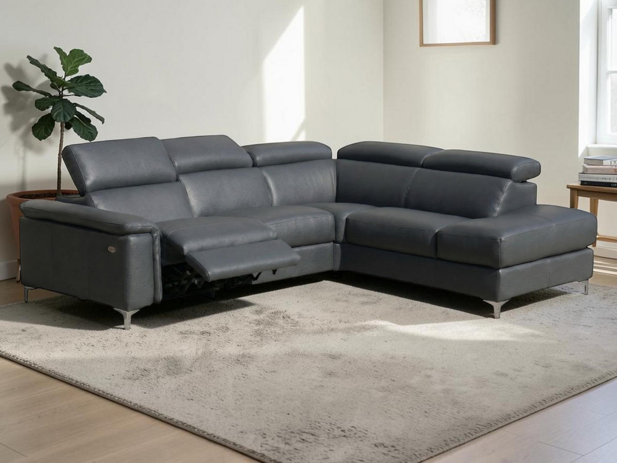 ECKSOFA Avenger Echtleder mit 1 x Relaxfunktion Anthrazit - Anthrazit, Leder/Metall (271/81/224cm)