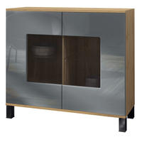 KOMMODE Grömitz Grau Hochglanz - Grau, Holzwerkstoff (92.5/84.5/35cm) - Vladon