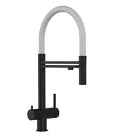 3-WEGE-KÜCHENARMATUR, Edelstahl Massiv aus Chirurgenstahl, PVD Schwarz Matt, 2-Strahl-Brause - Schwarz, Metall (26/49/26cm) - VIZIO