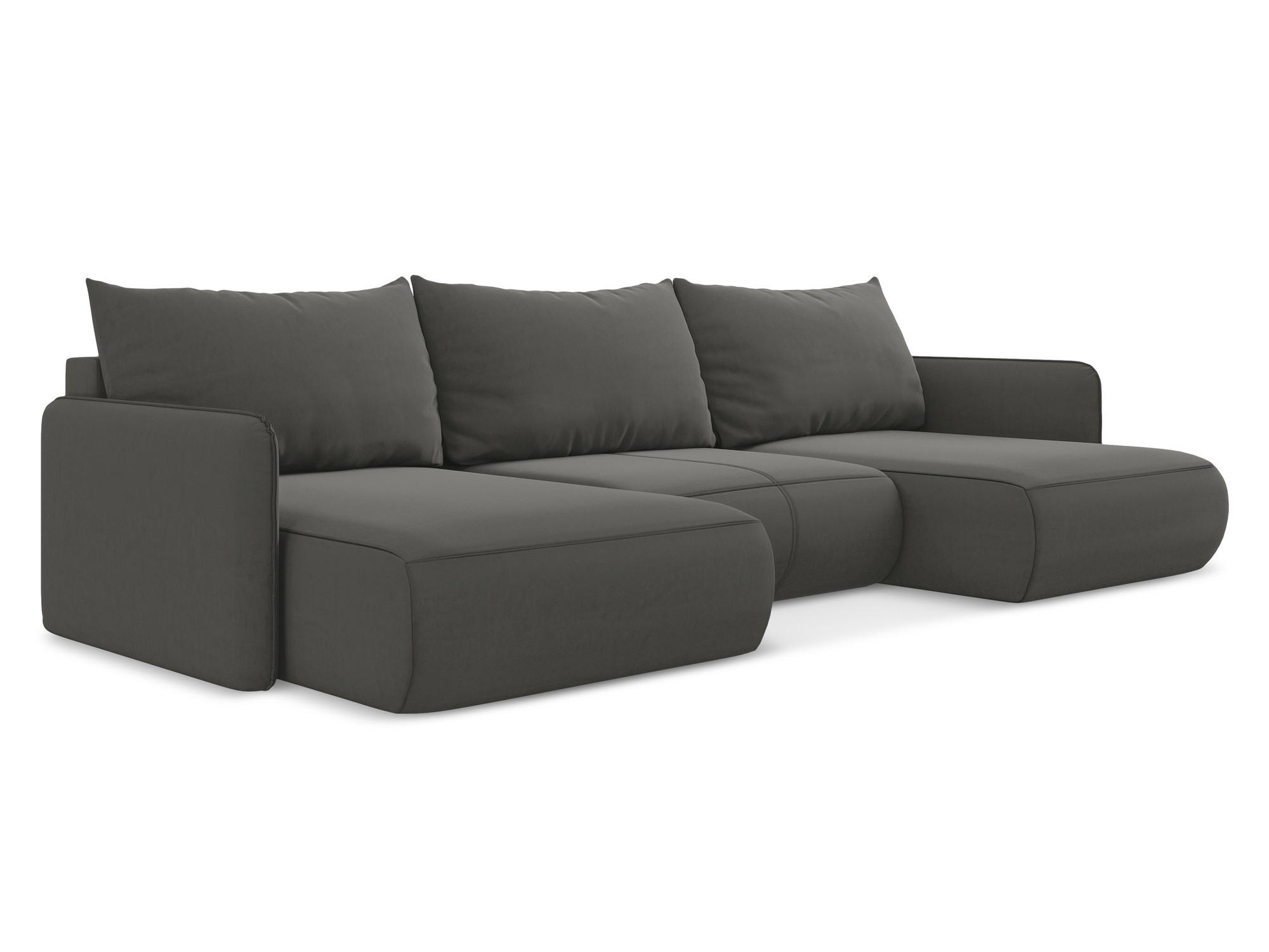 WOHNLANDSCHAFT Samt Stoff Grau - Dunkelgrau/Schwarz, Kunststoff/Textil (290/86/148cm) - Makamii