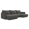 WOHNLANDSCHAFT Samt Stoff Grau - Dunkelgrau/Schwarz, Kunststoff/Textil (290/86/148cm) - Makamii