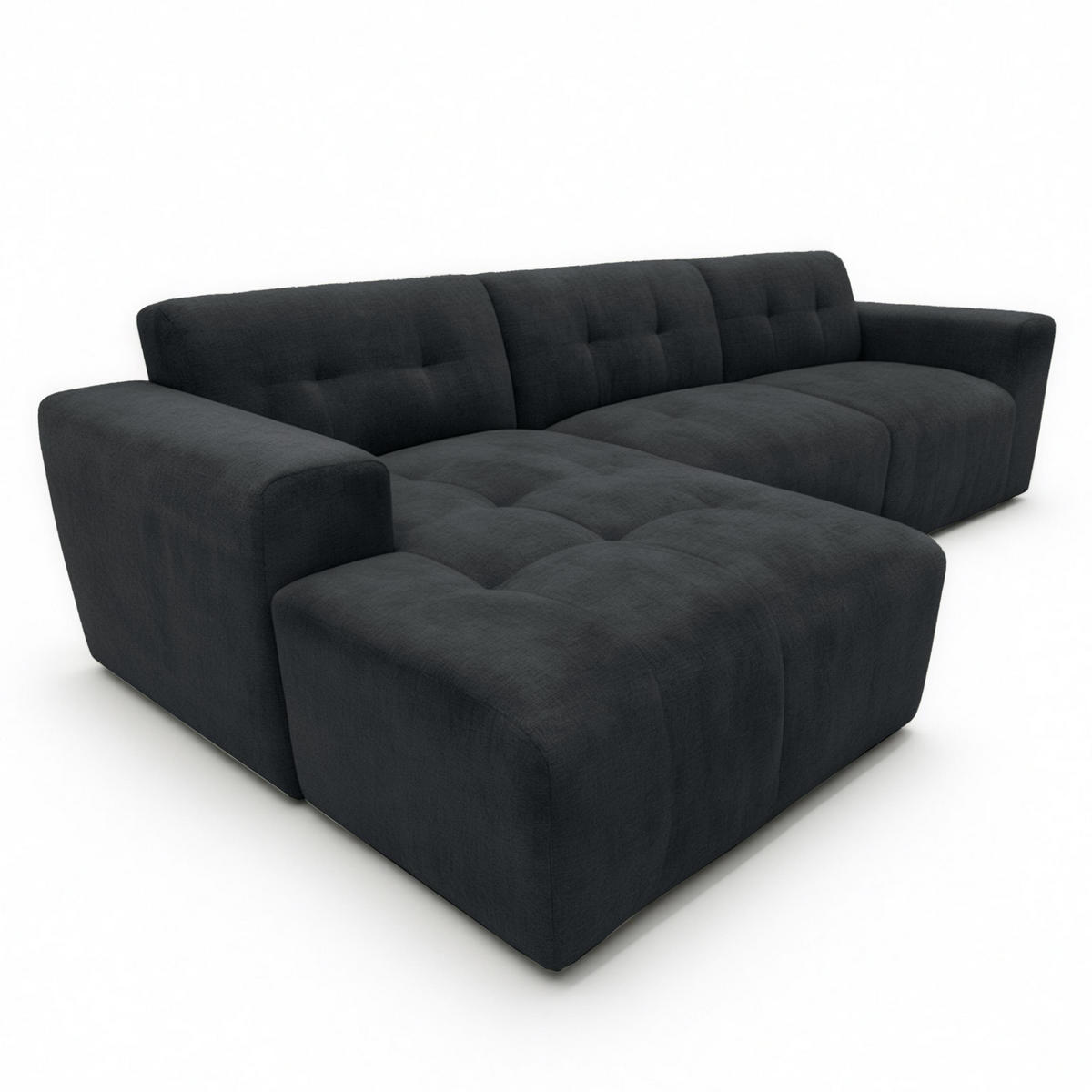 ECKSOFA L Form Corlu Schwarz 310/165/78 cm – stilvolle kleine Eckcouch Links - Schwarz, Kunststoff/Textil (310/165cm) - AX Living