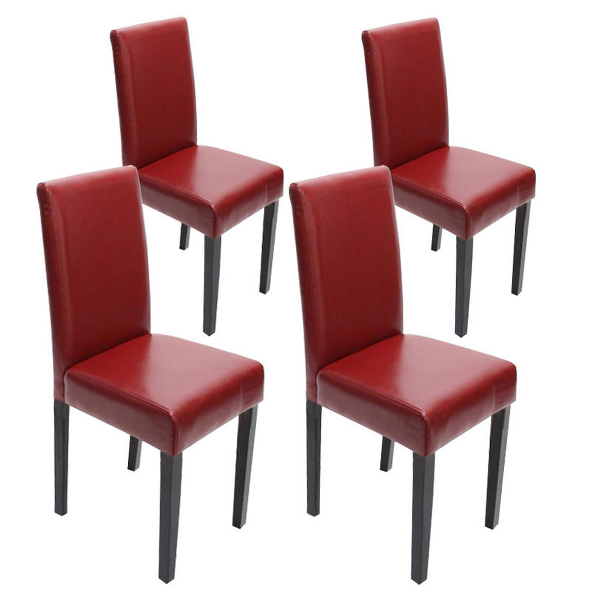 ESSZIMMERSTUHL 4er-Set klassisch und zeitlos 90x43x56cm Sitzhöhe 45cm Leder Rot dunkle Beine - Rot, Leder (43/90/56cm) - CHEFGASTRO