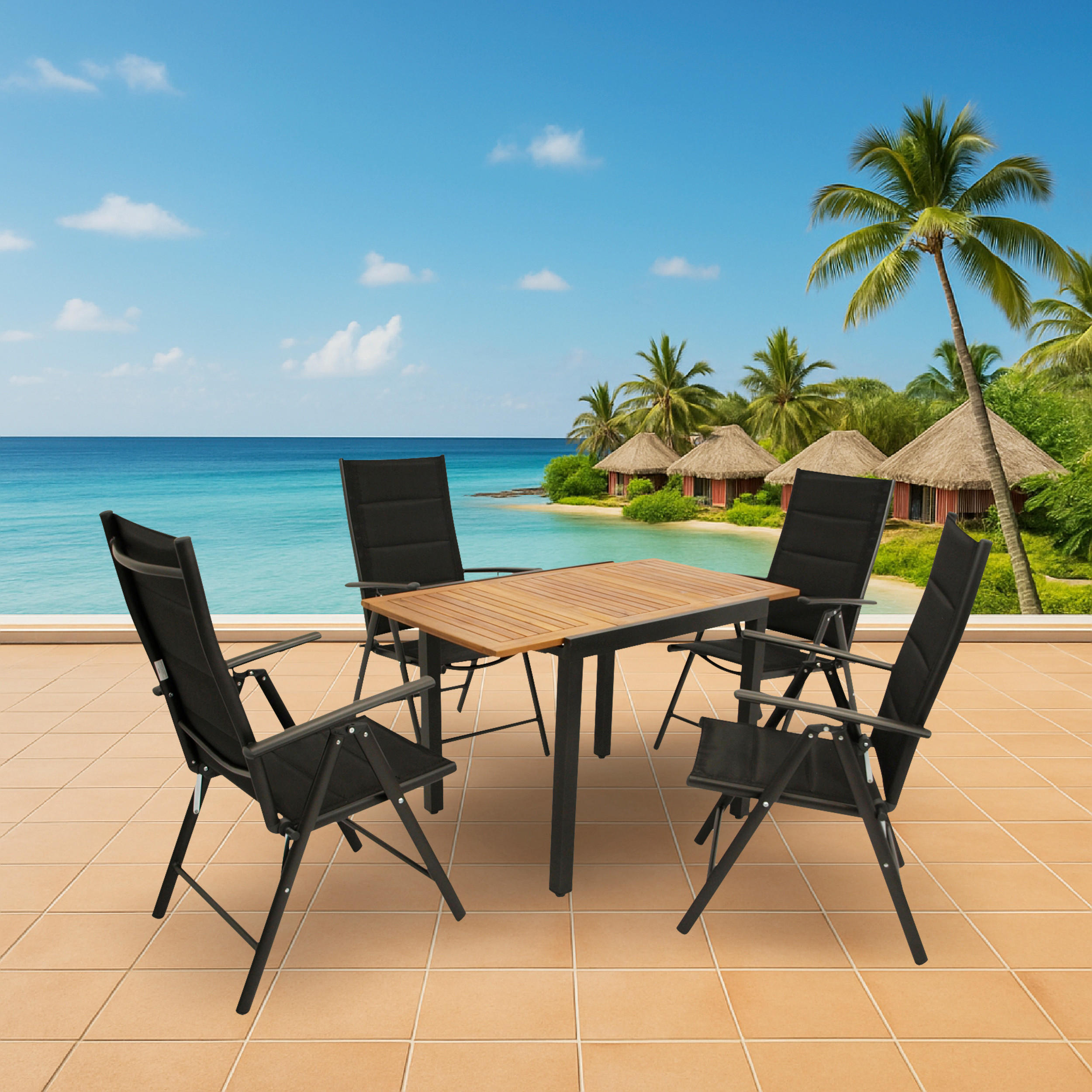 Thumbnail - TPFGarden Gartenessgruppe, Schwarz, Metall, Gartenmöbel, Gartenmöbel-Sets