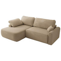 ECKSCHLAFSOFA CUBO L Hellbraun Boucle - links - Schwarz/Braun, Kunststoff/Textil (273/187cm) - MKS