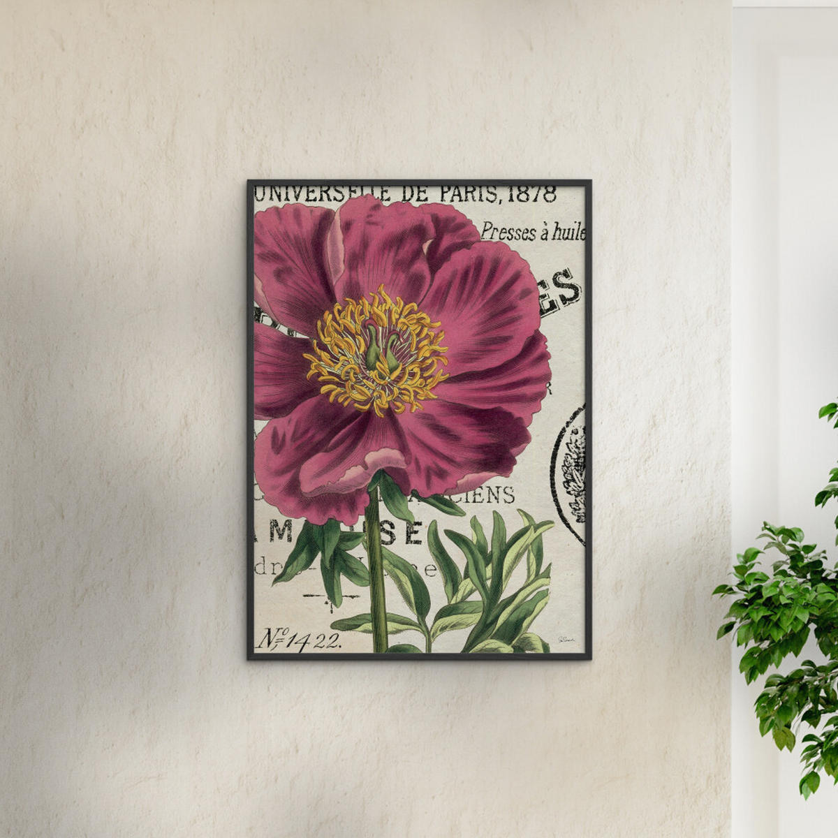 POSTER mit Rahmen Wild Apple - Global - Pink/Schwarz, Holz/Papier (70/100cm) - Poster&Frame