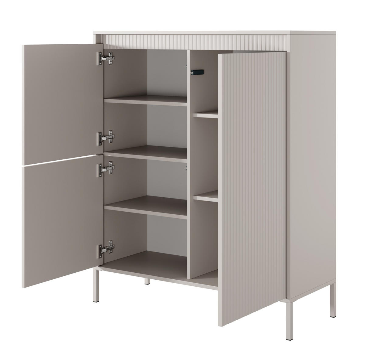 KOMMODE Beige ENSO Geriffelt 3 Türen - Beige, Holzwerkstoff (103.5/123.4/39.5cm) - Sepro Meble