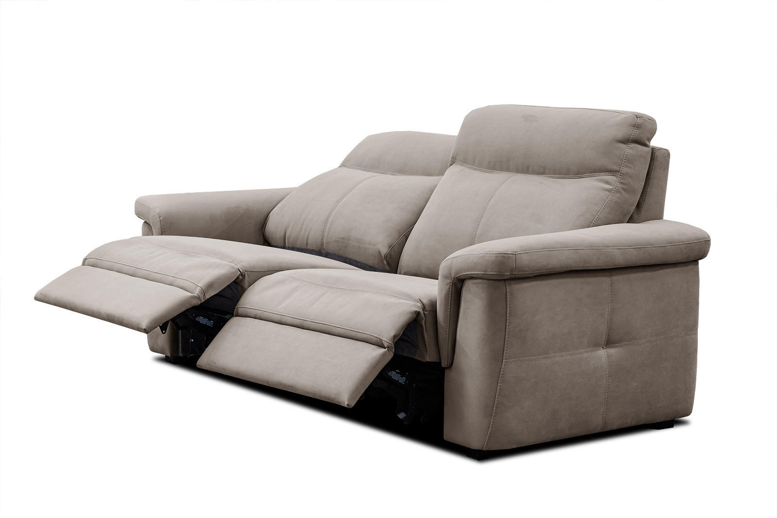 SOFA JONES 2-Sitzer mit 2 Relaxfunktionen, greige - Greige/Schwarz, Holz/Kunststoff (166/102/99cm) - Courtois Laville