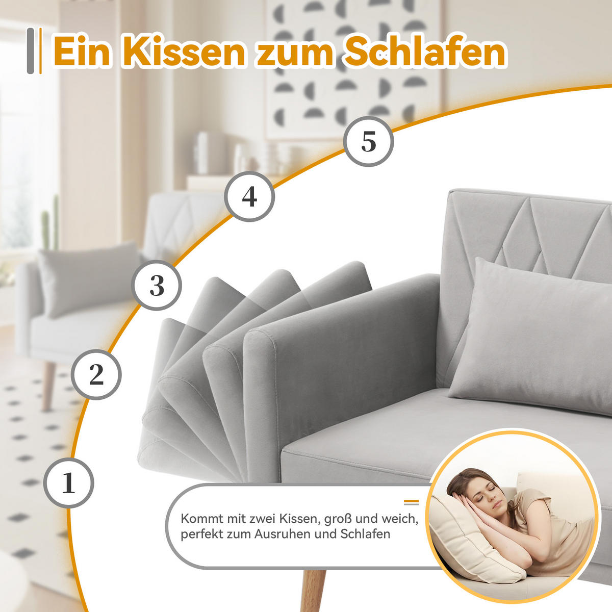 SCHLAFSOFA mit verstellbaren Rückenlehnen und Armlehnen - Grau, Holzwerkstoff/Textil (75/82/180cm) - Urban Meuble