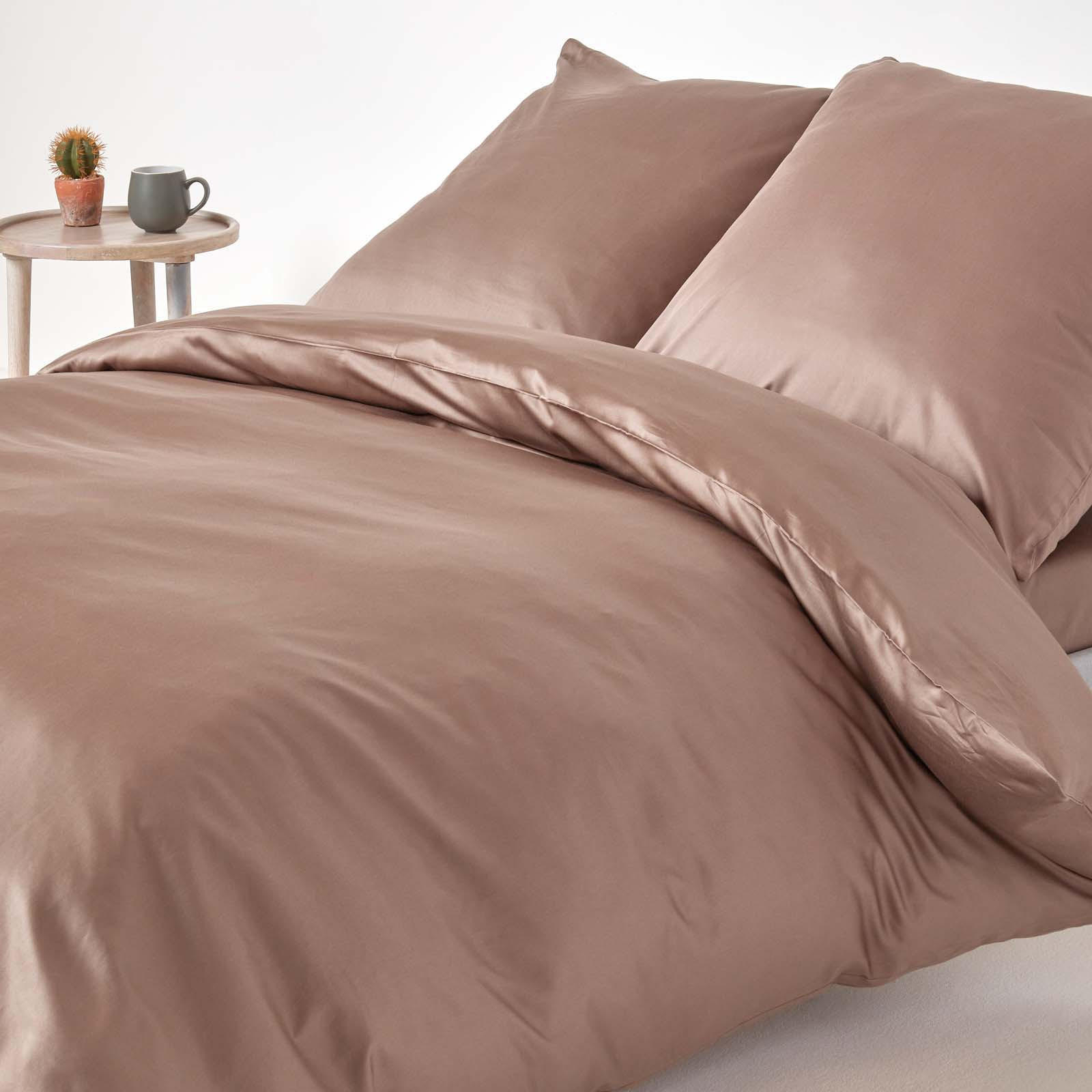 BIO-BETTWÄSCHE Satin Fadendichte 400 - Braun, Textil (150/200cm) - Homescapes