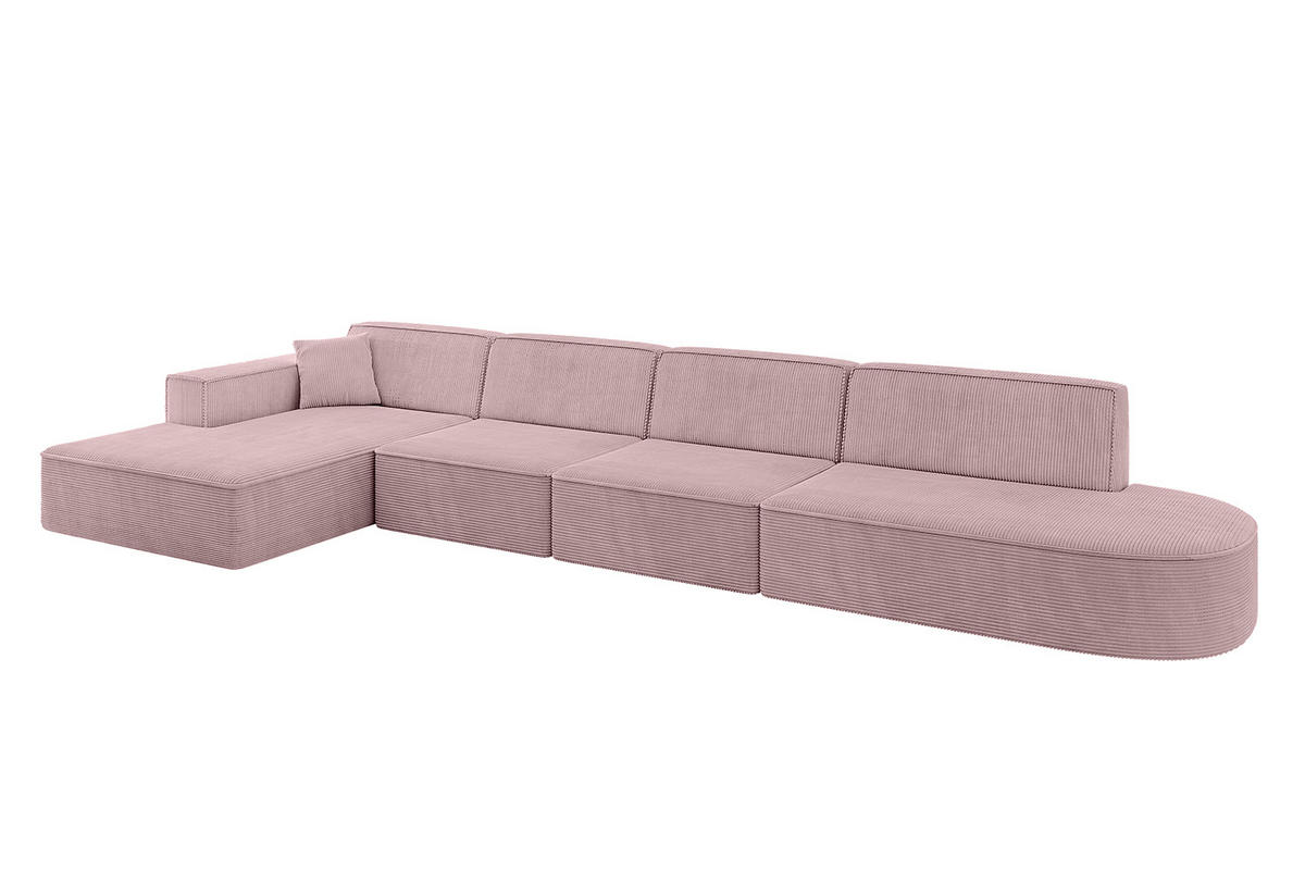 ECKSOFA Ottomane Links IREA-L3-v4 - 413x171x79 cm Rosa - Rosa, Holzwerkstoff/Textil (413/171cm) - ALTDECOR