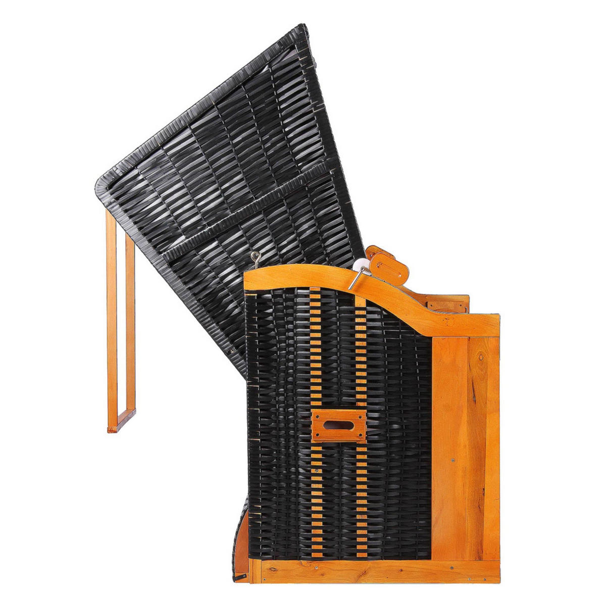 STRANDKORB XXL Ostsee 3Sitzer PE Schwarz - Braun/Grau, Metall (160/160/80cm) - Mr. Deko