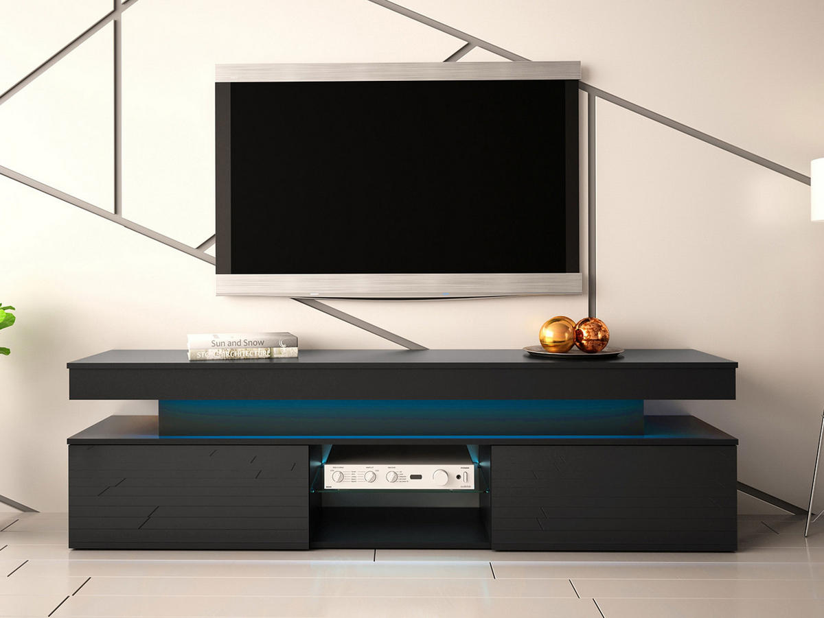 TV-LOWBOARD Glossa 2D 190 - Schwarz, Holzwerkstoff/Kunststoff (190/54/39cm) - MIRJAN24