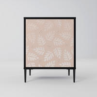 SIDEBOARD LEAVES ON BEIGE, Schwarz, 57,5x42x72,5 cm, Schwarze Metallfüße - Multicolor/Schwarz, Holzwerkstoff/Metall (57.5/72.5/42cm) - SpaceRebels
