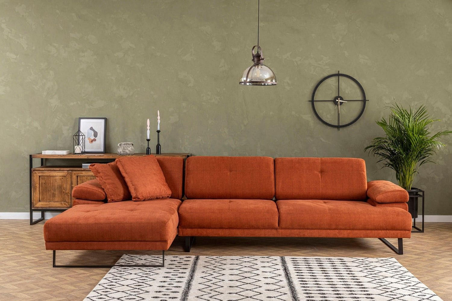 ECKSOFA mit verstellbarer Rückenlehne - Anthrazit/Schwarz, Textil/Metall (314/174cm) - myHomelando