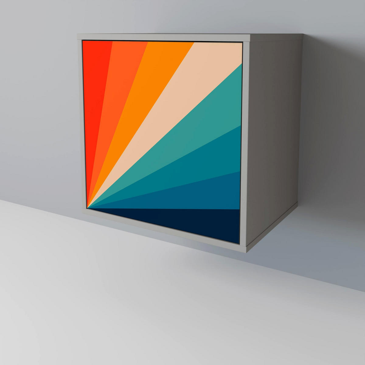 SIDEBOARD PRISM CONCUSSION, Grau, 57,5x42x67,5 cm, Schwarze Metall-Rahmenfüße - Multicolor/Schwarz, Holzwerkstoff/Metall (57.5/67.5/42cm) - SpaceRebels