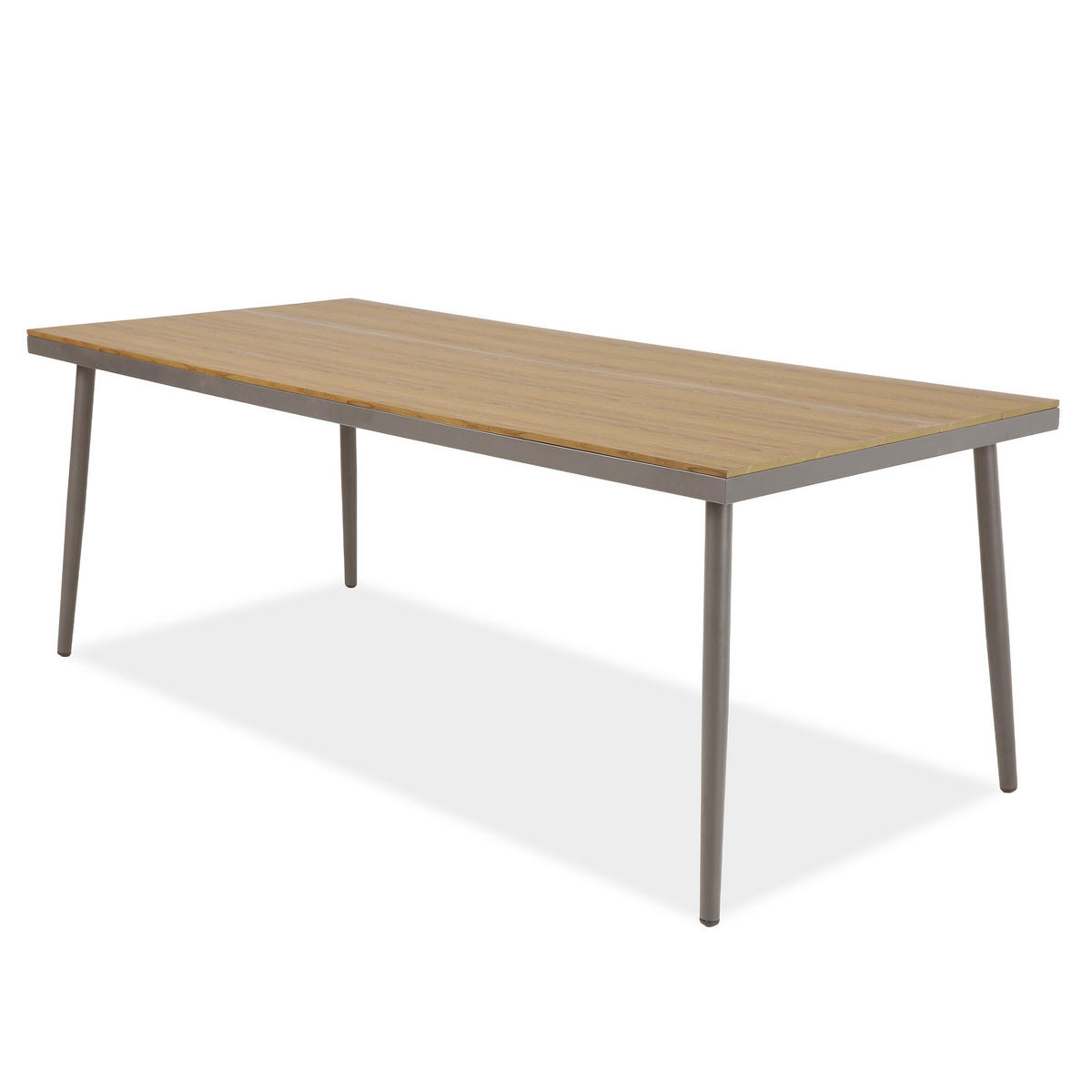 ZAHRADNÍ SADA Valencia, 6 stohovatelných židlí + velký jídelní stůl 200 × 90 cm, stolová deska z Polywoodu, béžová - béžová, kov - Beautysofa