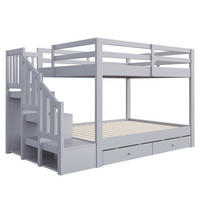 ETAGENBETT 140/200 cm mit Aufbewahrungsleiter und Schubladen, DE-41614, in Grau - Grau, Holzwerkstoff (90/200cm) - ComfortXL
