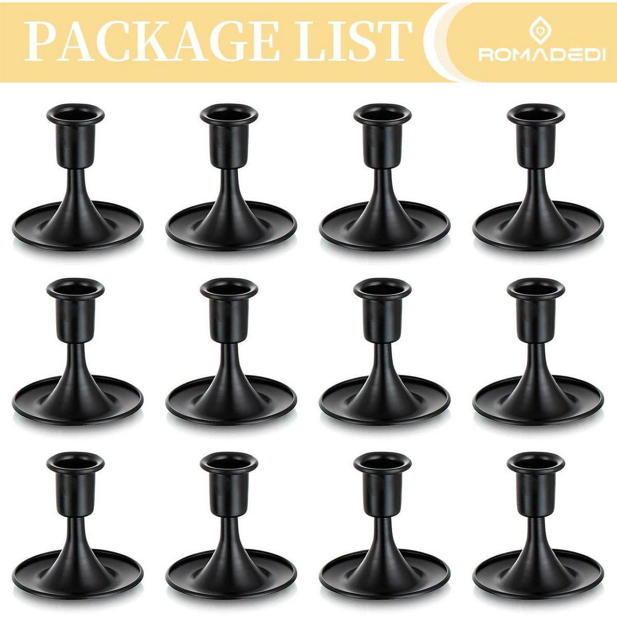 KERZENSTÄNDER 12er Set Metall Schwarz 8.5 cm - Schwarz, Metall (10/10/15cm)