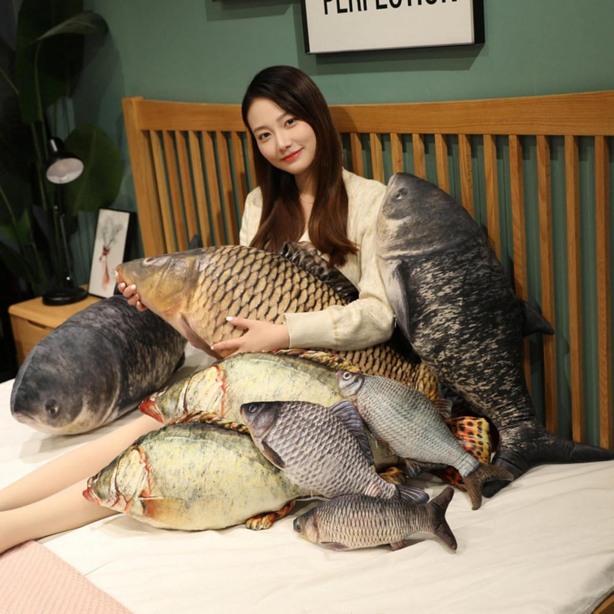 PLÜSCHKISSEN Fisch 30 cm - Braun, Textil (10/30cm)