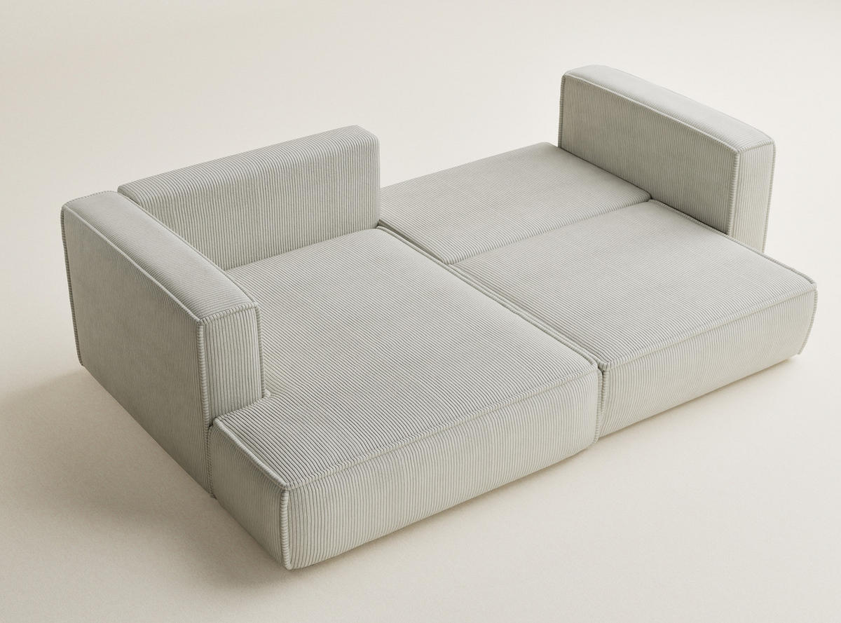 ECKSOFA MIT SCHLAFFUNKTION Velto Creme Samtstoff - Creme/Schwarz, Holz/Holzwerkstoff (152/250cm) - Maison de Reve