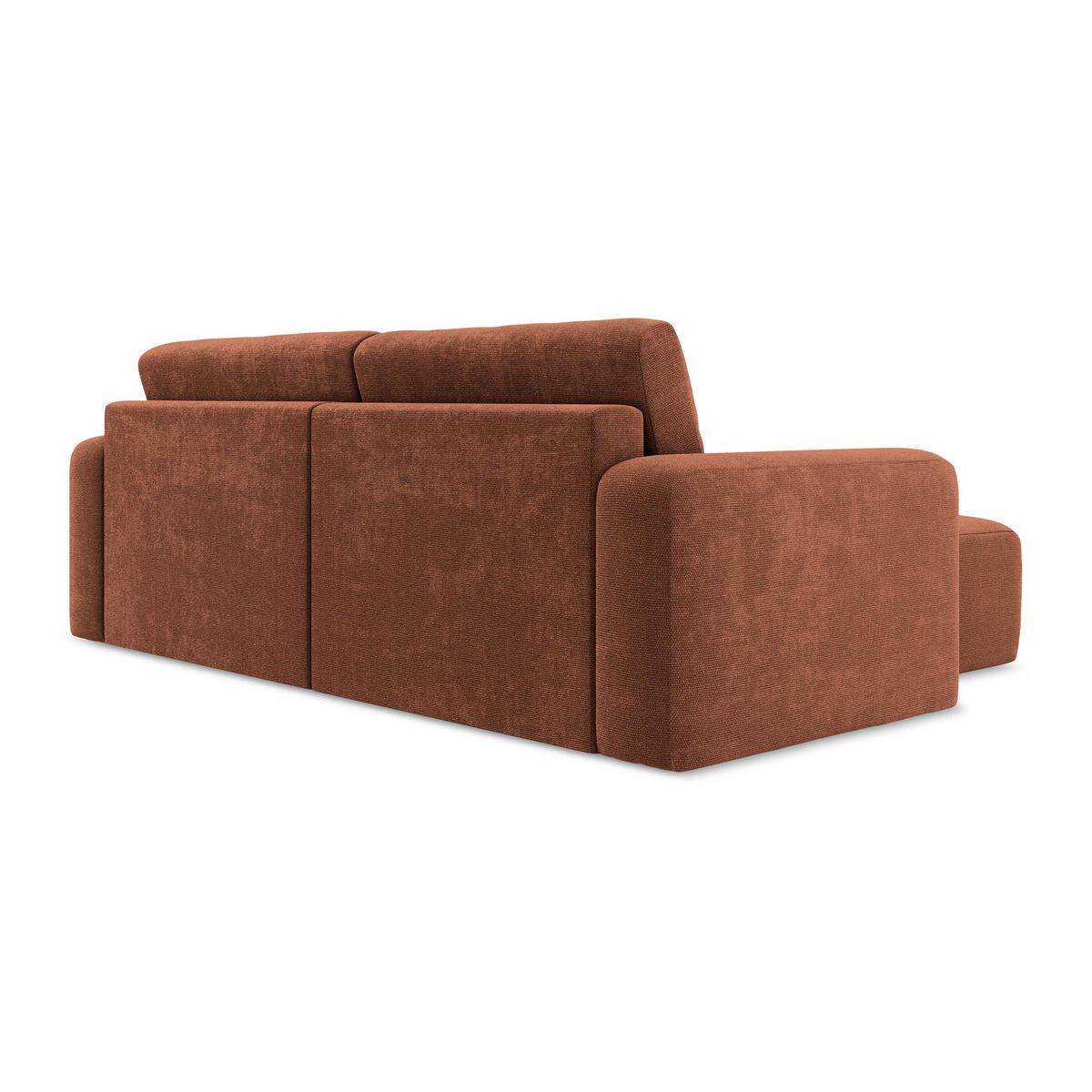 ECKSOFA mit Schlaffunktion links Chenille Stoff Orange - Terracotta/Schwarz, Kunststoff/Textil (149/244cm) - LaMiaSofa