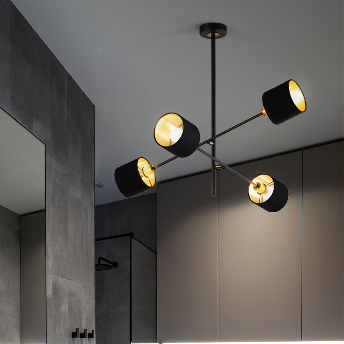 LED DECKENLEUCHTE Metall Stoff Schwarz 4 Flammig - Schwarz, Metall (77.5/77.5/81cm) - Wofi