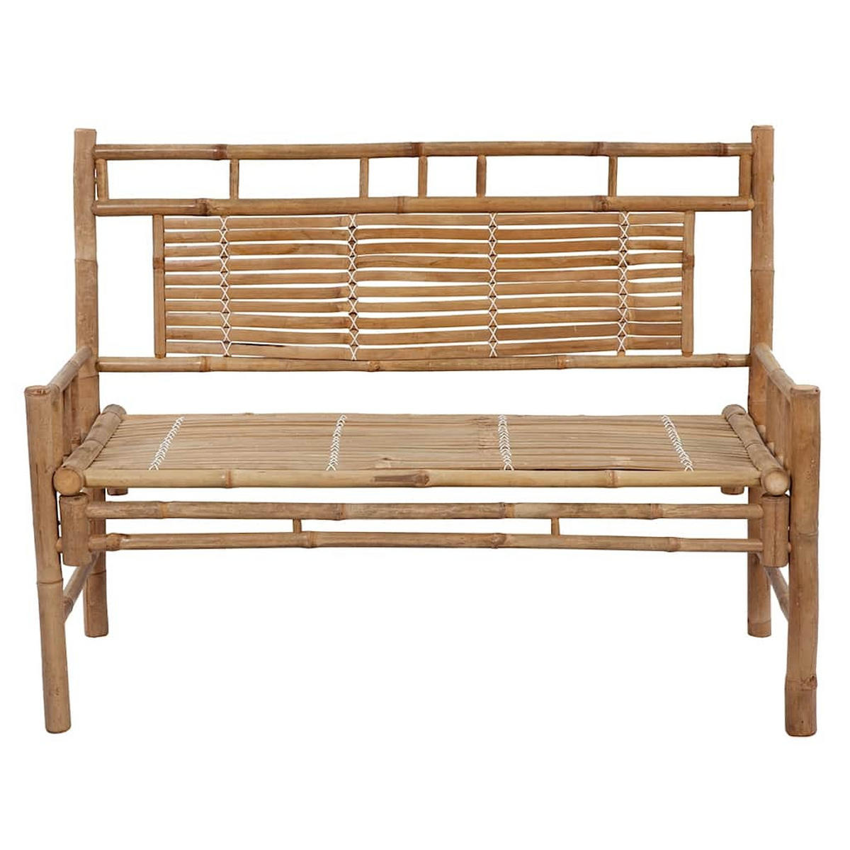 GARTENBANK mit Auflage 120 cm Bambus - Rot, Holz (55/90/120cm) - furnicato